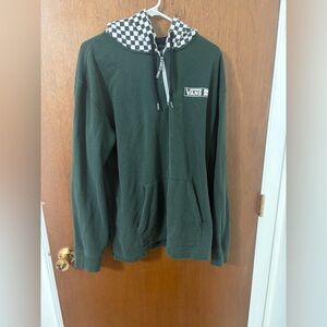 Vans Dark Green Hoodie with Checkered Hood